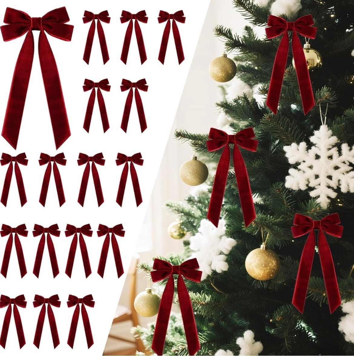 Velvet Bows

16 pack of velvet bows prefect for the Xmas tree or garlaChrist

#LTKHome #LTKU #LTKHoliday