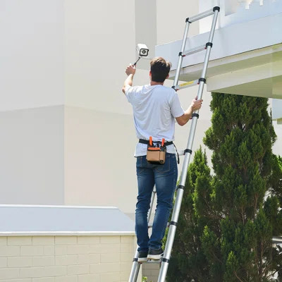 Telescoping Ladder, Aluminum Lightweight Multi-Purpose Collapsible Extension, One-Touch Retraction Ladder, Heavy Duty 330LBS Max Capacity With Non-Sli | Wayfair North America