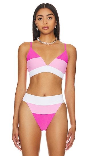 x REVOLVE Riza Bikini Top in Ultra Pink Color Block

        
            BEACH RIOT
        
   ... | Revolve Clothing (Global)
