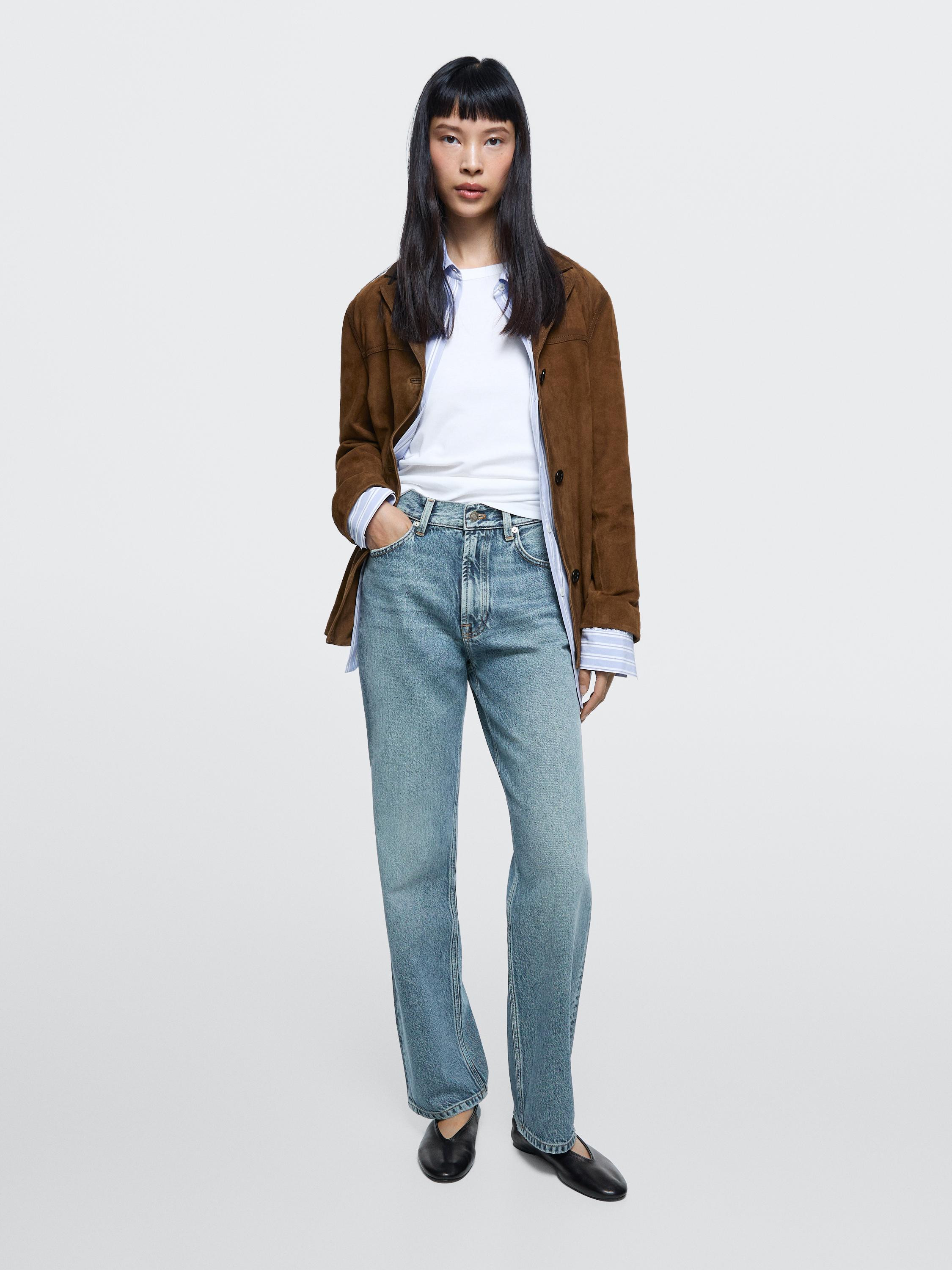 Straight-leg high-waist jeans | Massimo Dutti UK