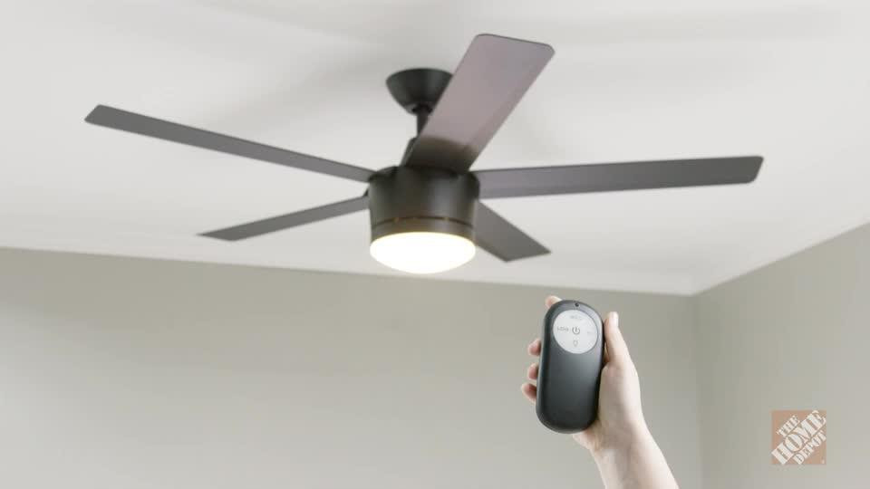 Home Decorators Collection Merwry 52 in. Integrated LED Indoor Matte Black Ceiling Fan with Light... | The Home Depot