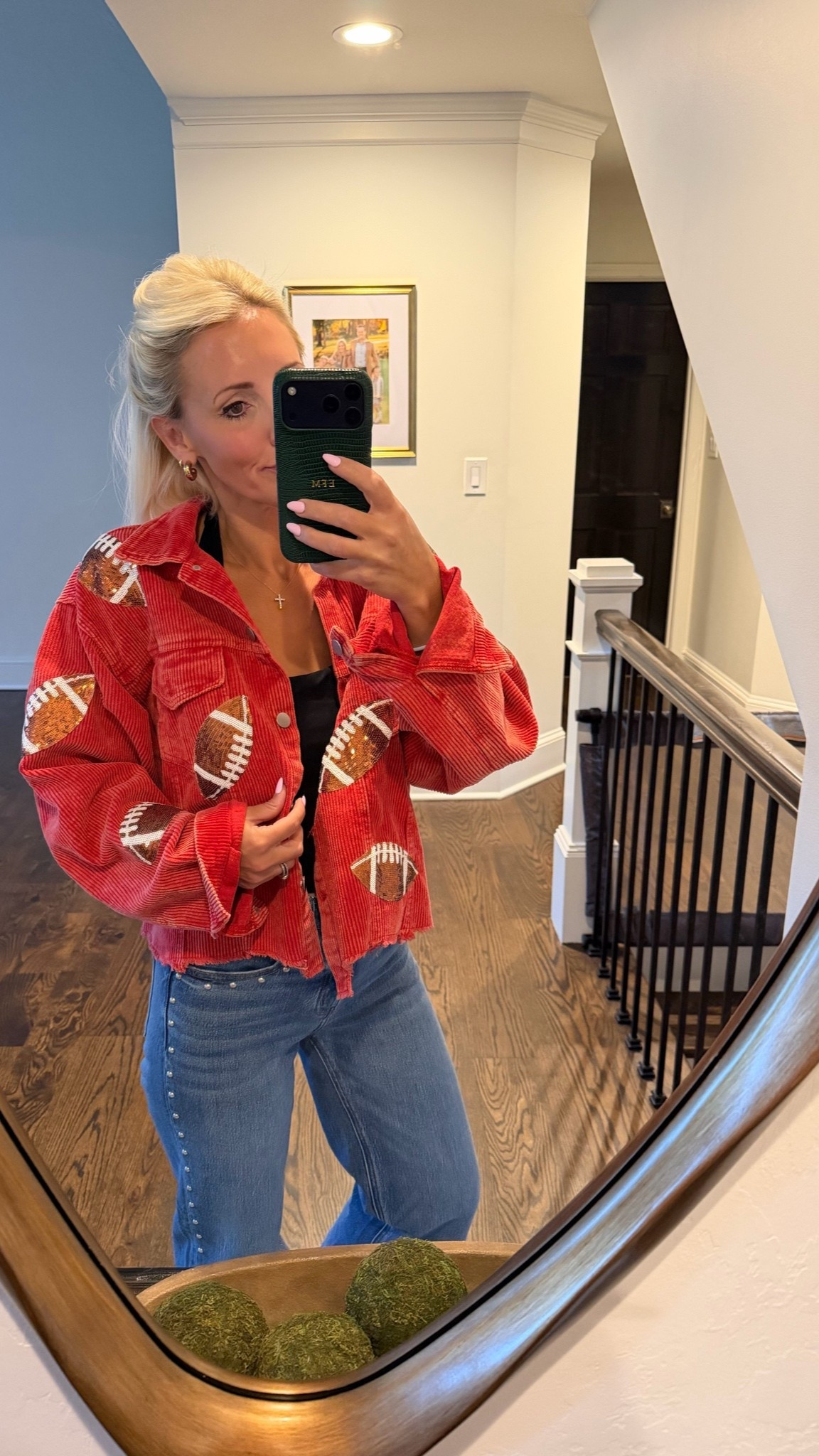 Fun oversized game day jacket! Paired with my favorite studded denim. Go Chiefs!

#LTKmomlife #LTKPetite #LTKSaleAlert