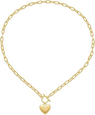 Heart Necklaces for Women, 14K Gold Plated Heart Pendant Necklaces for Women Trendy Heart Locket ... | Amazon (US)