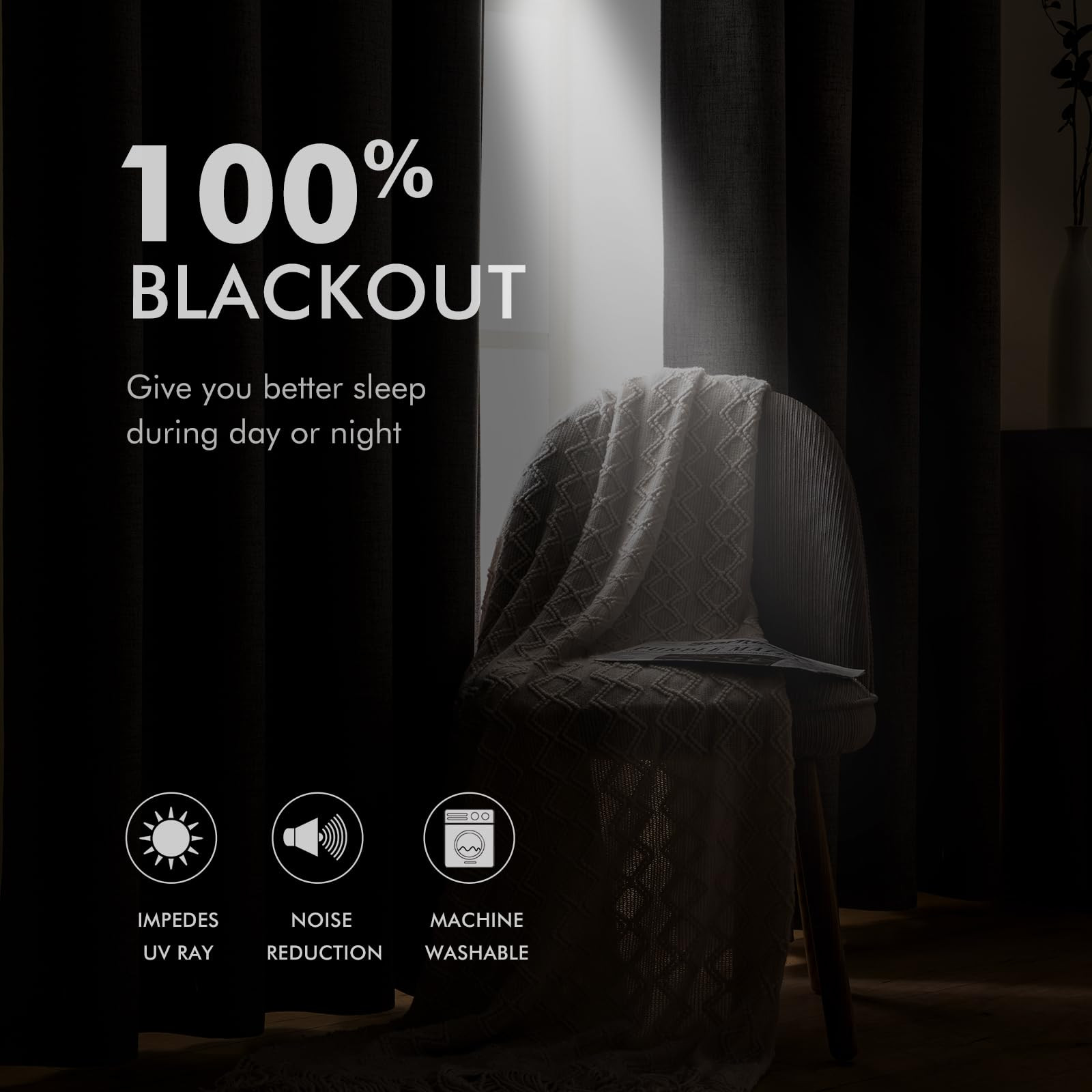 MIULEE 100% Blackout Linen Textured Curtains for Bedroom Solid Thermal Insulated Natural Beige Gr... | Amazon (US)