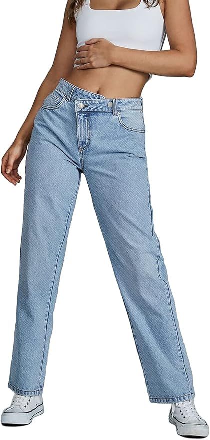 Women Baggy Jeans, High Waist Loose Boyfriends Denim Pants Mom Jeans for Teen Girls Wide Leg Stra... | Amazon (US)