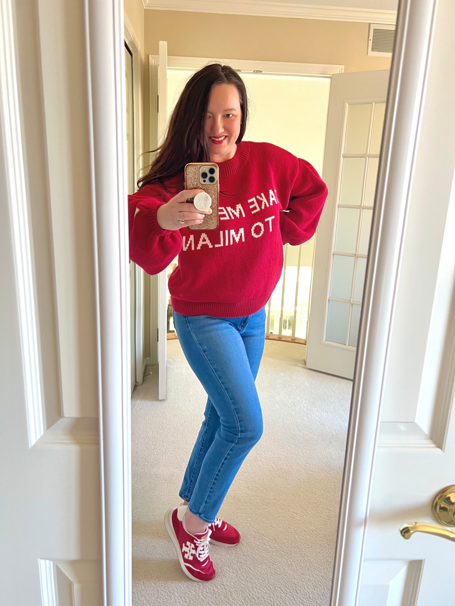 Take me to Milan sweater!  How fun is this?  Love travel themed shirts, and Milan is one of my favorite cities for shopping! 🛍️ 

Wearing a size Medium in this sweater, which runs big, so probably could have sized down but I sort of like the slightly oversized look!

#LTKSeasonal #LTKSpringSale #LTKStyleTip