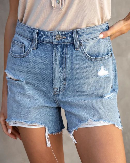 Stassi High Rise Distressed Mom Jean Shorts - SALE | VICI Collection