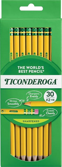 Ticonderoga Wood-Cased Pencils, Pre-Sharpened, #2 HB Soft, Yellow, 30 Count | Amazon (US)