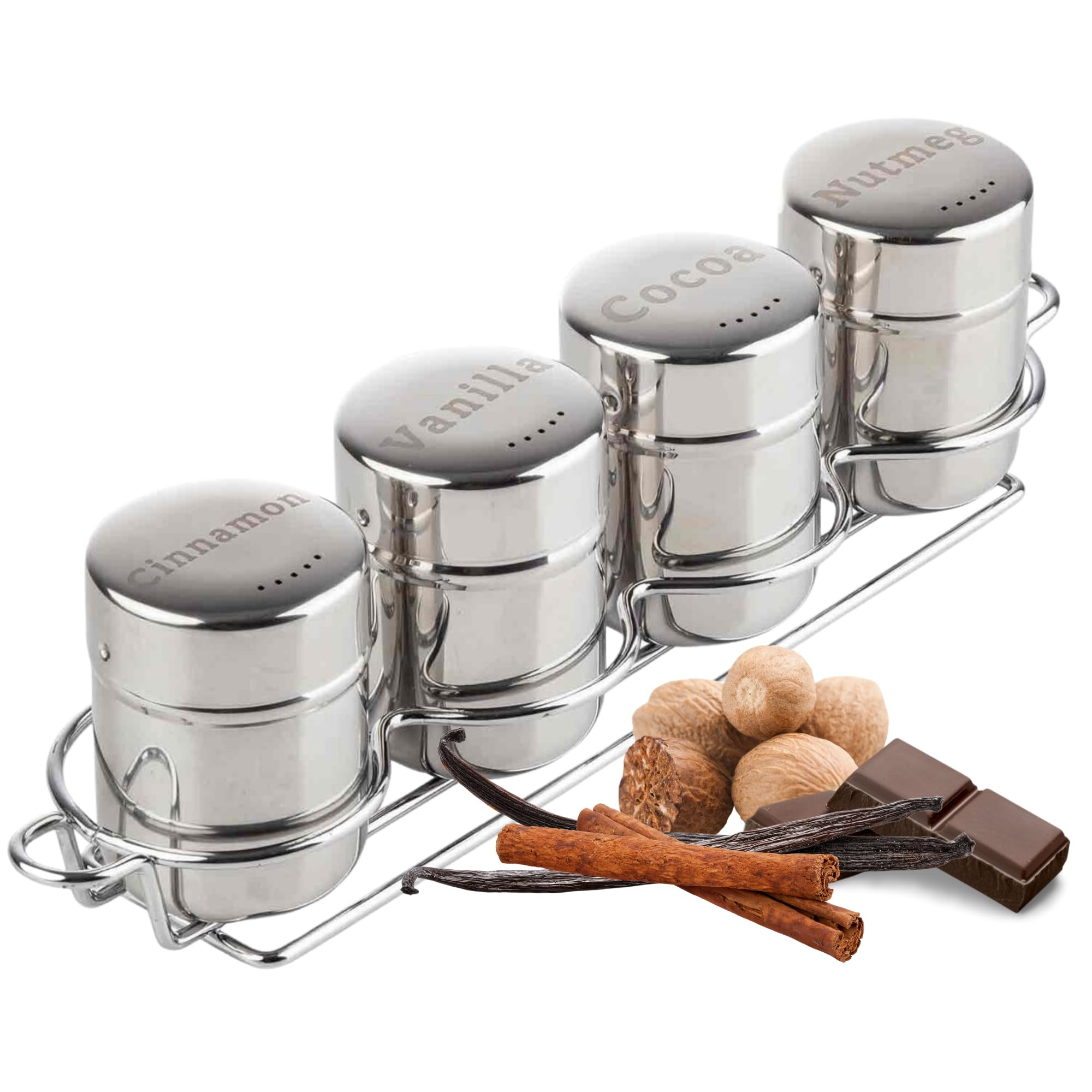 TableCraft 11054 Coffee Dredge Shaker Set, 6 oz, 3-Piece with Rack, Stainless Steel with Cinnamon... | Amazon (US)