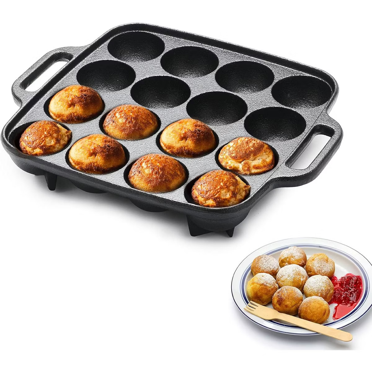 COMMERCIAL CHEF Cast Iron Cookware Aebleskiver Pan with 16 Cake Pop Mold Openings | Target