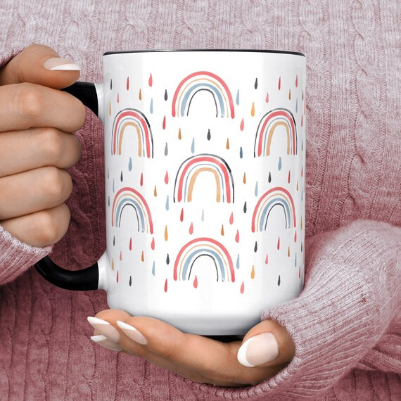 Pastel Rainbow Coffee Mug Microwave Dishwasher Safe Ceramic - Etsy | Etsy (US)