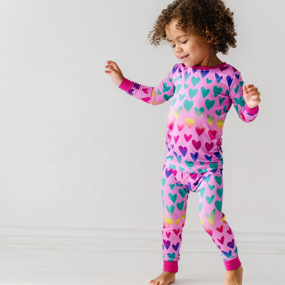 Ombré Hearts Two-Piece Bamboo Viscose Pajama Set | Little Sleepies