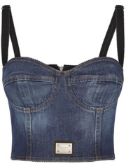 Dolce & Gabbana logo-plaque Denim Crop Top
