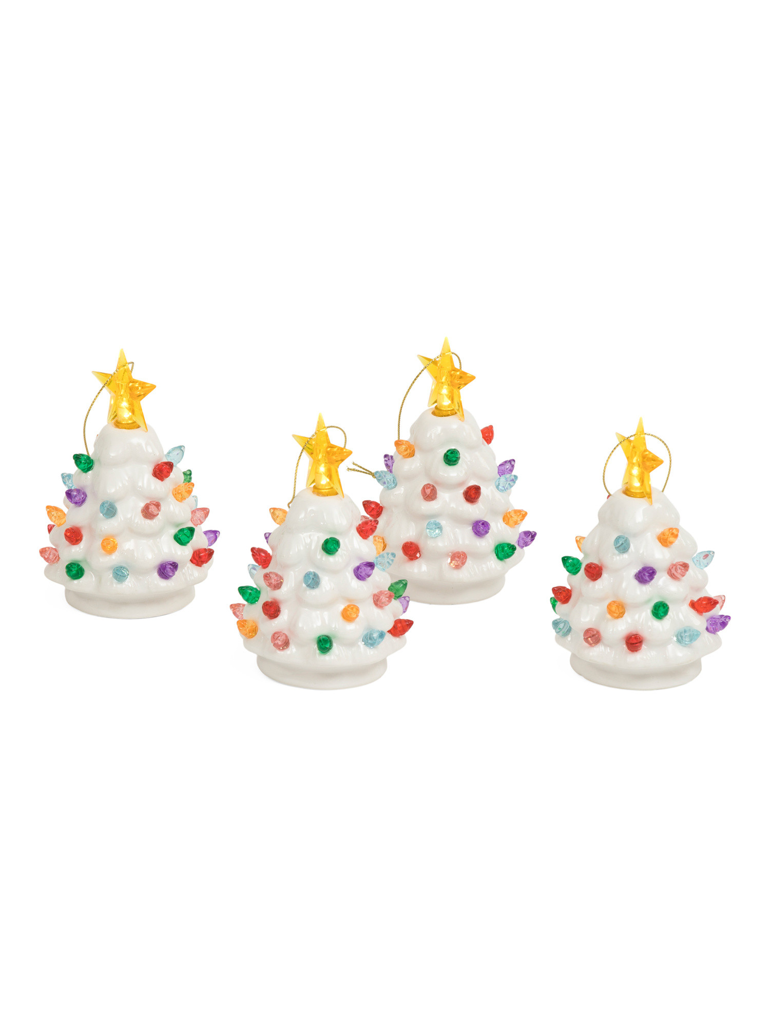 Set Of Four Mini Nostalgic Tree Ornaments With Bulbs | TJ Maxx