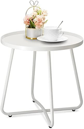 danpinera Outdoor Side Tables, Weather Resistant Steel Patio Side Table, Small Round Outdoor End ... | Amazon (US)
