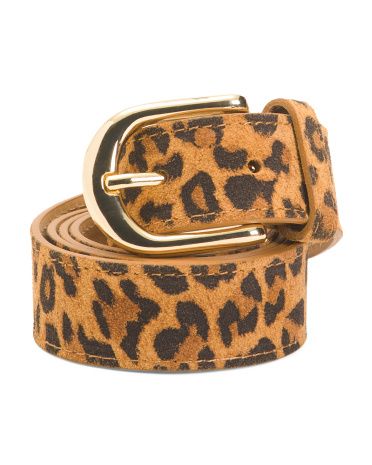 Leather Leopard Print Belt | Marshalls