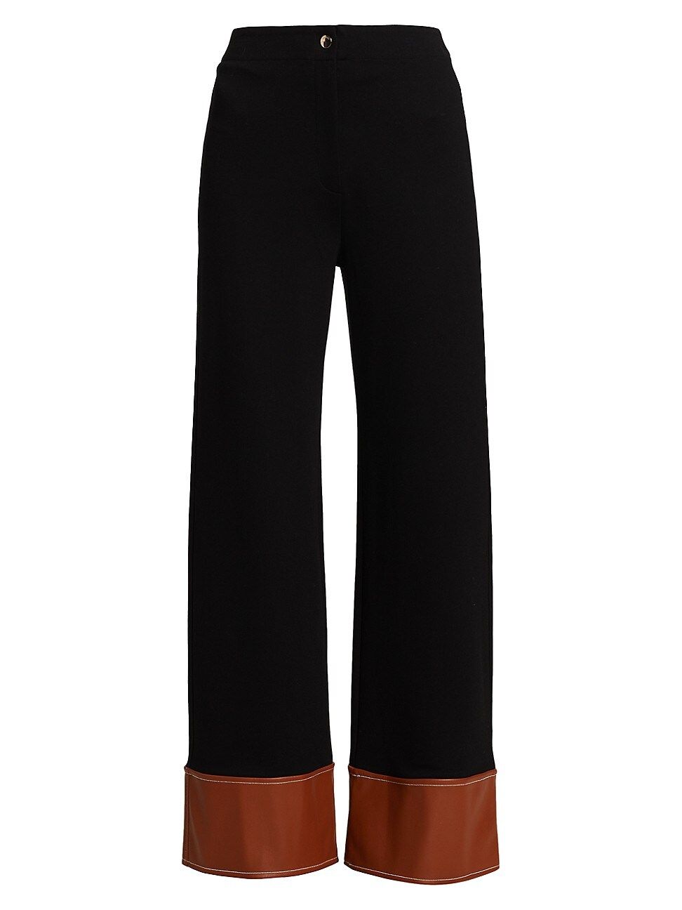 Staud Women's Dime Vegan Leather-Trimmed Wide-Leg Pants - Black - Size Large | Saks Fifth Avenue