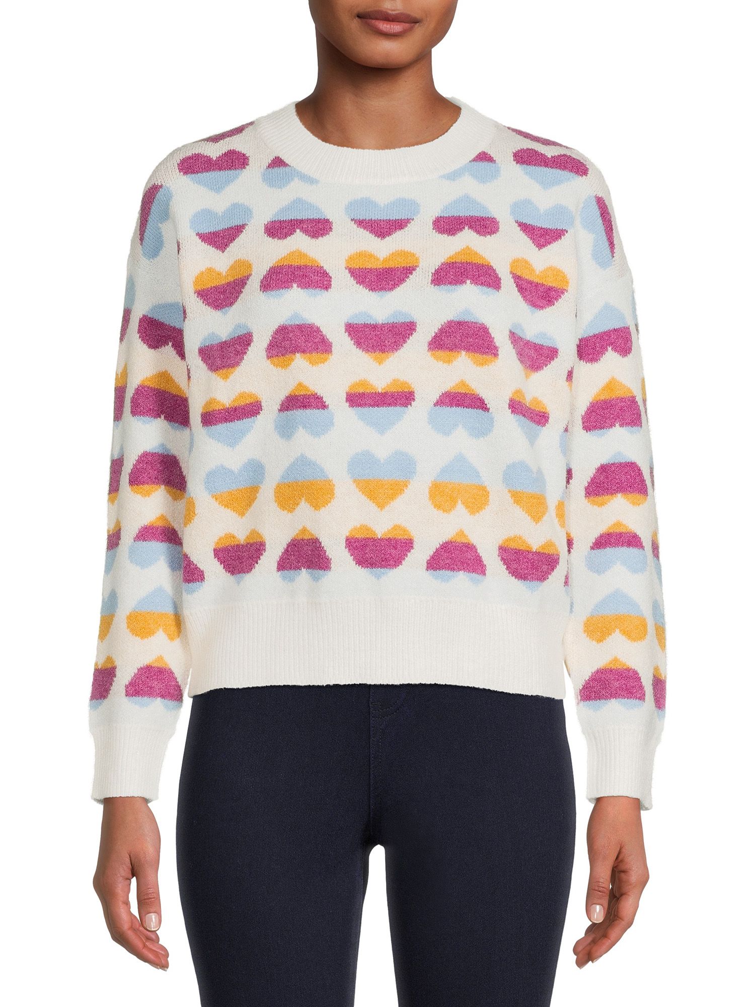 Dreamers by Debut Mixed Heart Print Pullover | Walmart (US)