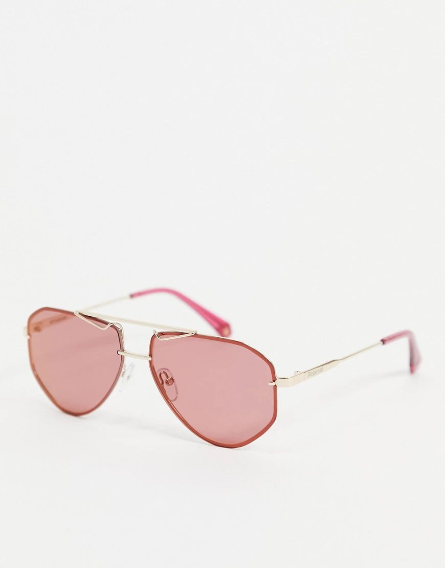 Polaroid double brow unisex sunglasses-Pink | ASOS (Global)