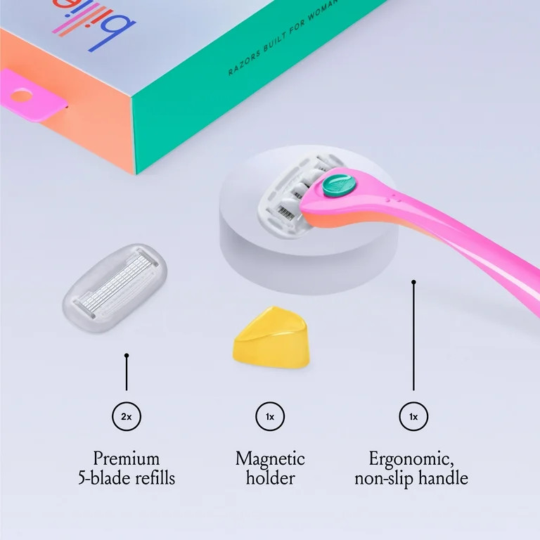 Billie Women’s Razor Kit - 1 Handle + 2 x 5-Blade Refills + Magnetic Holder - Malibu | Walmart (US)