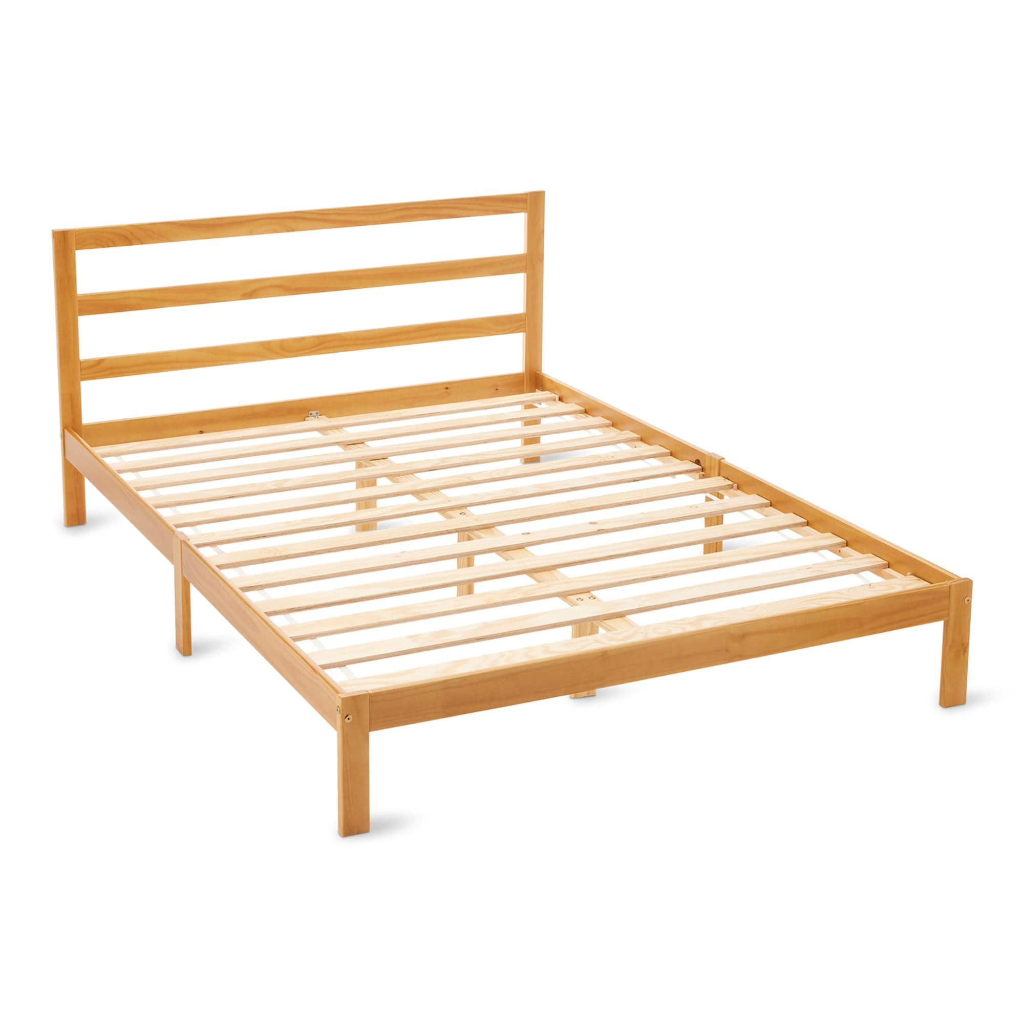 Amazon Basics Queen Bed Frame with Headboard, Solid Pine Wood with Bed Slats, 62" x 82" x 34.6", Walnut | Amazon (US)