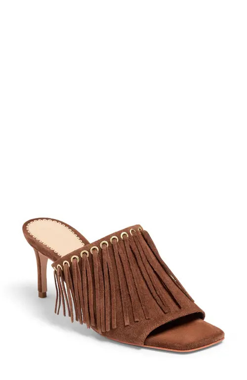 Cinq à Sept Sabrina Fringe Slide Sandal in Dark Sepia at Nordstrom, Size 7.5Us | Nordstrom