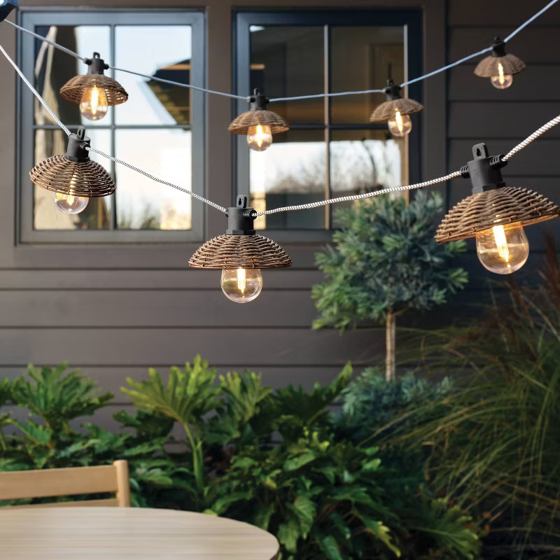 10ct LED Wired Indoor/Outdoor Woven Shade String Lights - Hearth & Hand™ with Magnolia | Target