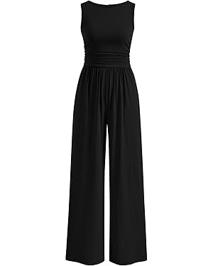 PRETTYGARDEN One Piece Jumpsuits for Women Dressy Casual Sleeveless Crewneck Wide Leg Rompers Jum... | Amazon (US)