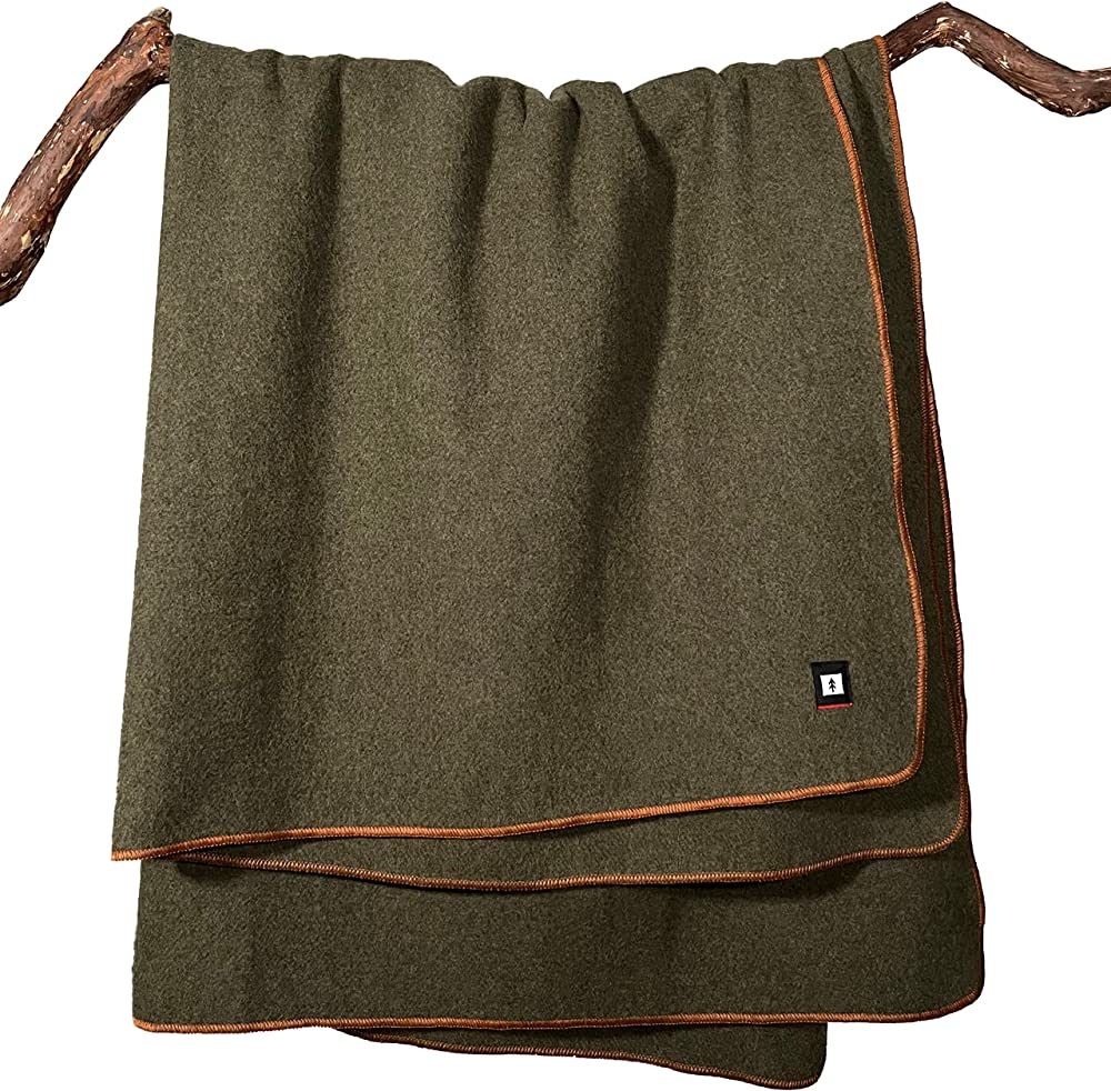 EKTOS 100% Wool Blanket Throw, 60" x 50", Outdoor Blankets for Fire Pit or Winter Camping (Olive ... | Amazon (US)