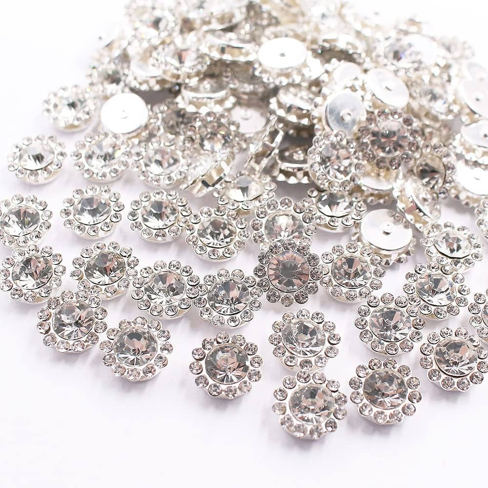 100pcs Flower Crystal Sew on Rhinestones Silver Base Crystals Strass Trim Sew On Rhinestone for C... | Amazon (US)