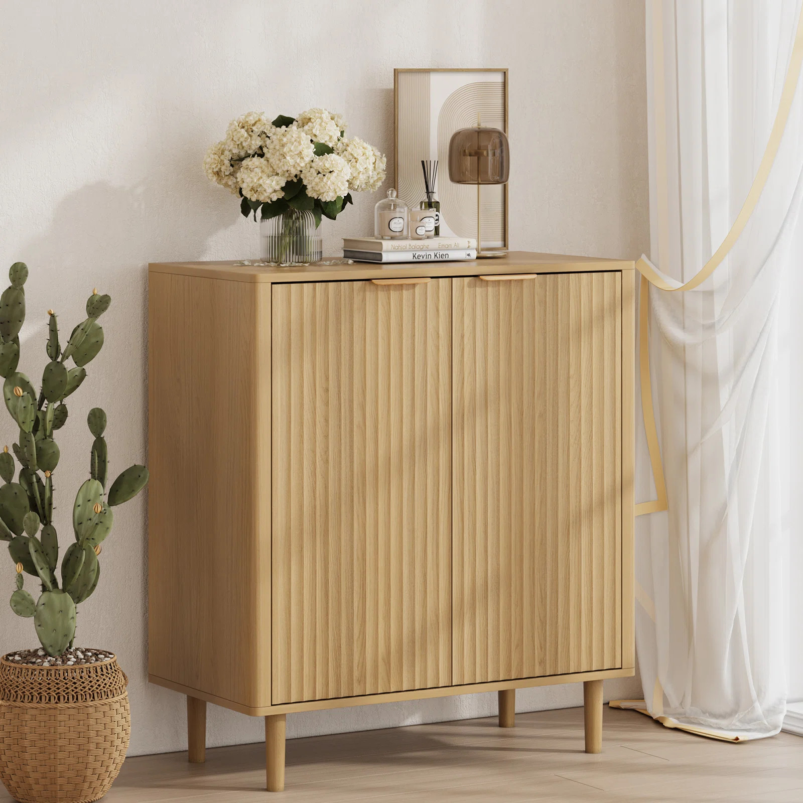 George Oliver 2 - Ripple Door Accent Cabinet, Storage Cabinet With Wood Feet & Reviews - Wayfair ... | Wayfair North America