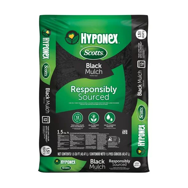 Hyponex by Scotts Black Mulch, for Landscapes and Gardens, 1.5 Cu. ft. - Walmart.com | Walmart (US)