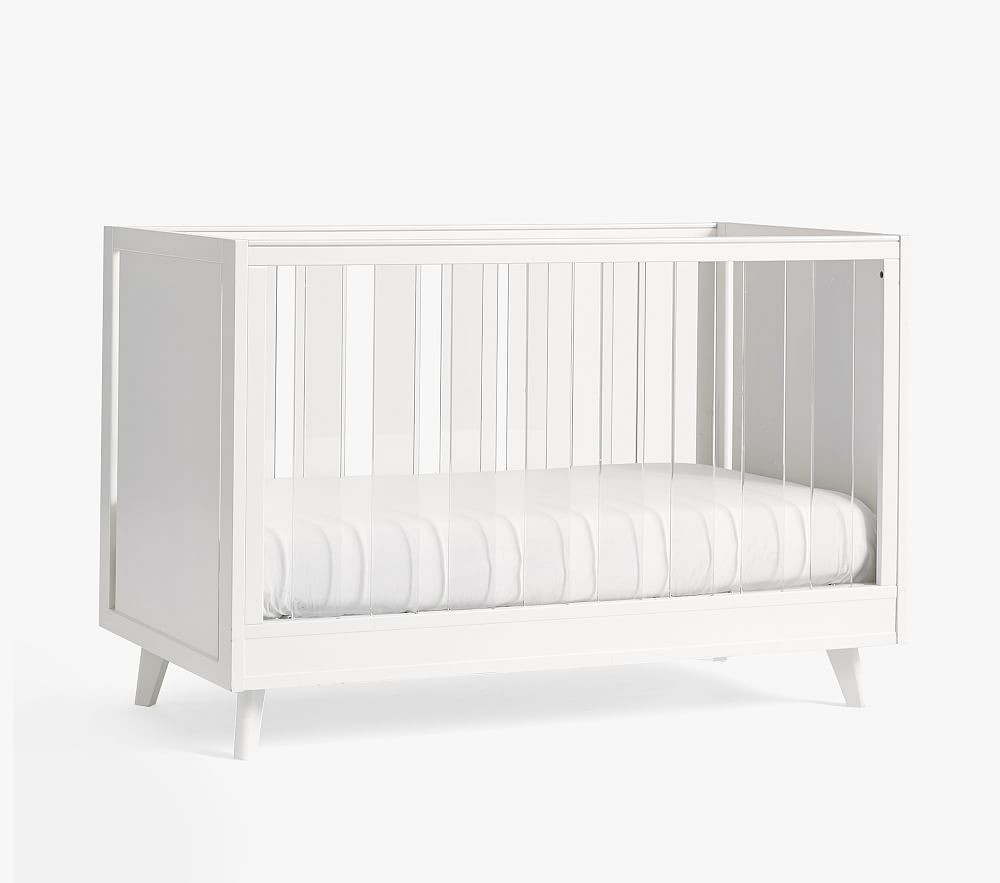 Sloan Acrylic Crib & Lullaby Supreme Mattress Set, Simply White, In-Home Delivery | Pottery Barn Kids