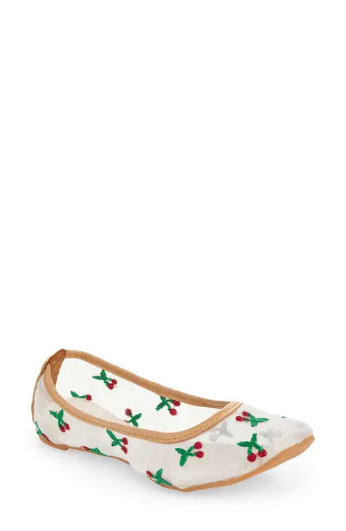 FUCHSIA Mesh Cherry Flat in White at Nordstrom, Size 10 | Nordstrom