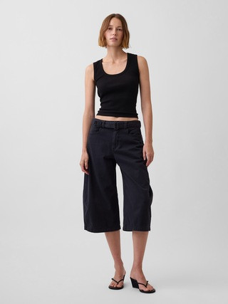 Mid Rise Belted Culotte Barrel Pants | Gap (US)