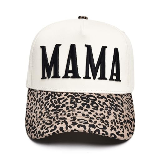 Women’s Mama Trucker Hat Trendy, Embroidered Adjustable Mom Baseball Cap, Two-Tone Ponytail Hat for Outfits Leopard | Amazon (US)