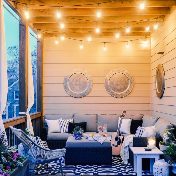 Brightech Ambience Pro Outdoor String Lights with 15 Hanging Sockets & Soft White LED Edison Bulb... | Target