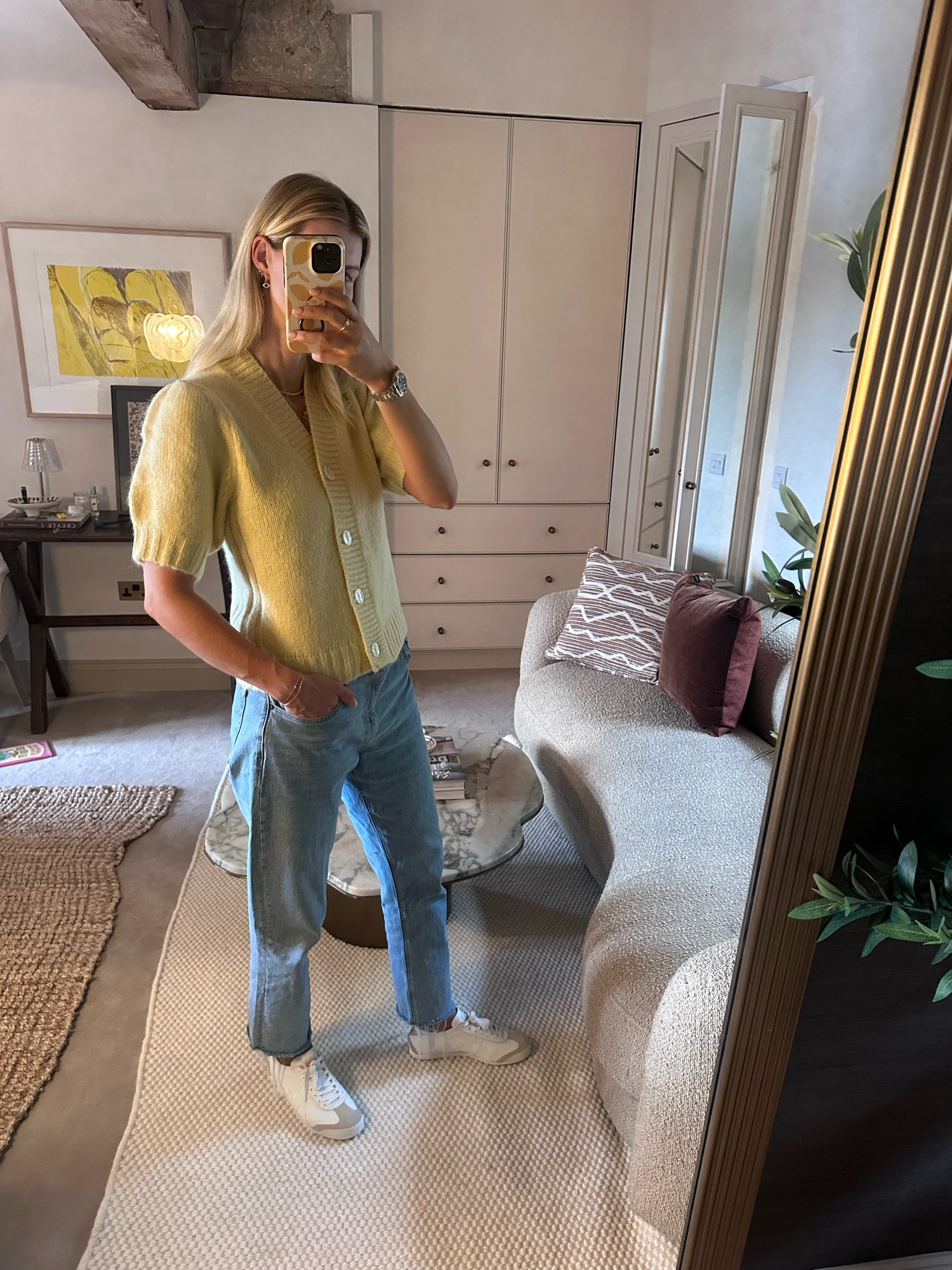 Yellow knot cardigan easy wear 

#LTKworkwear #LTKautumn #LTKireland