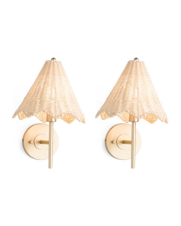 Set Of 2 Scalloped Rattan Sconces | Lighting | Marshalls | Marshalls