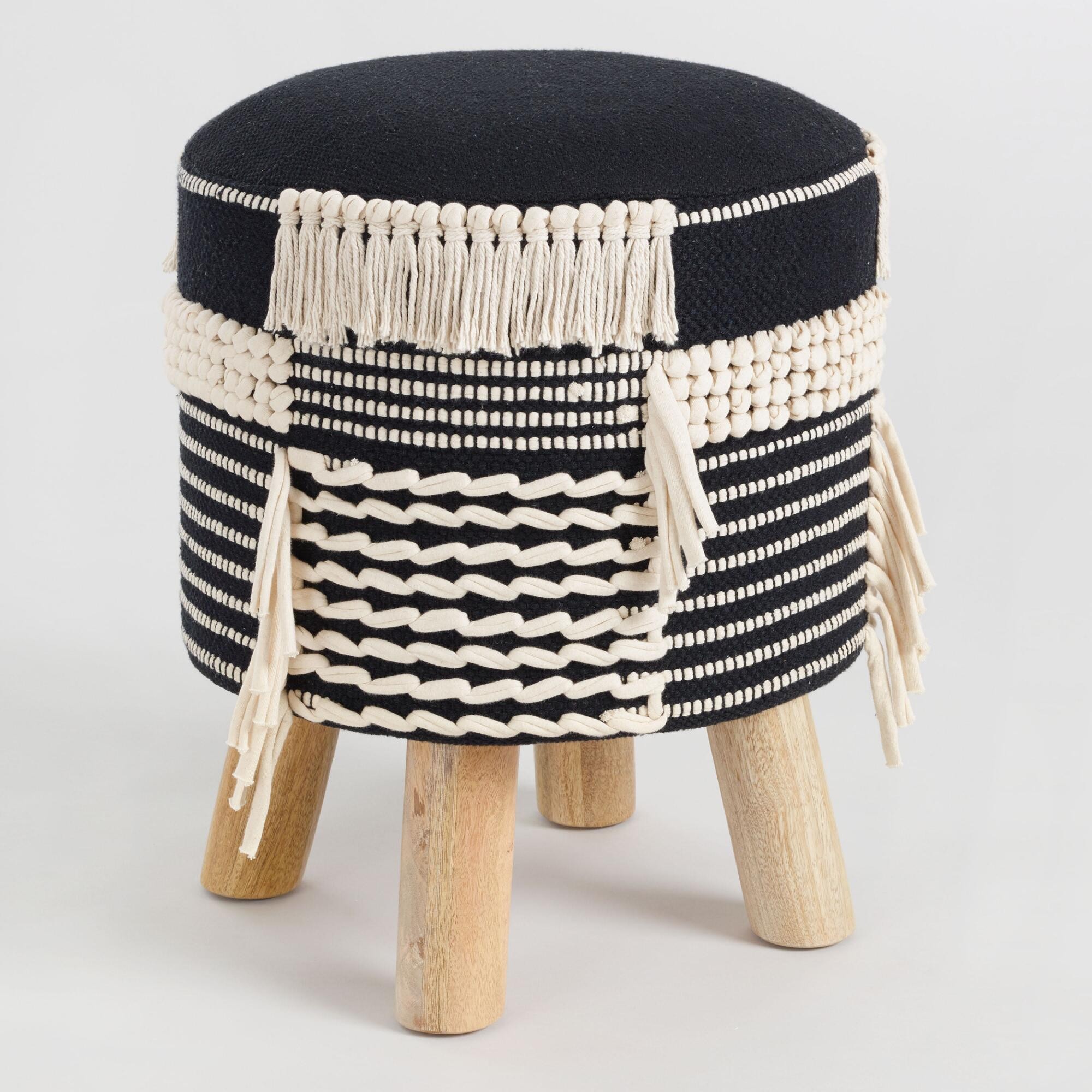 Black and White Stool with Tassels by World Market | World Market