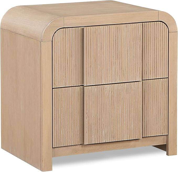 Meridian Furniture 314Natural-NS Fluted Collection Art Deco Night Stand with Solid Wood Rich Natu... | Amazon (US)