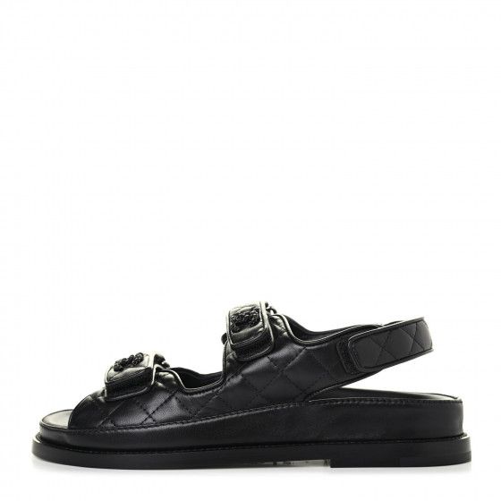CHANEL

Lambskin Velcro Dad Sandals 36.5 Black | Fashionphile