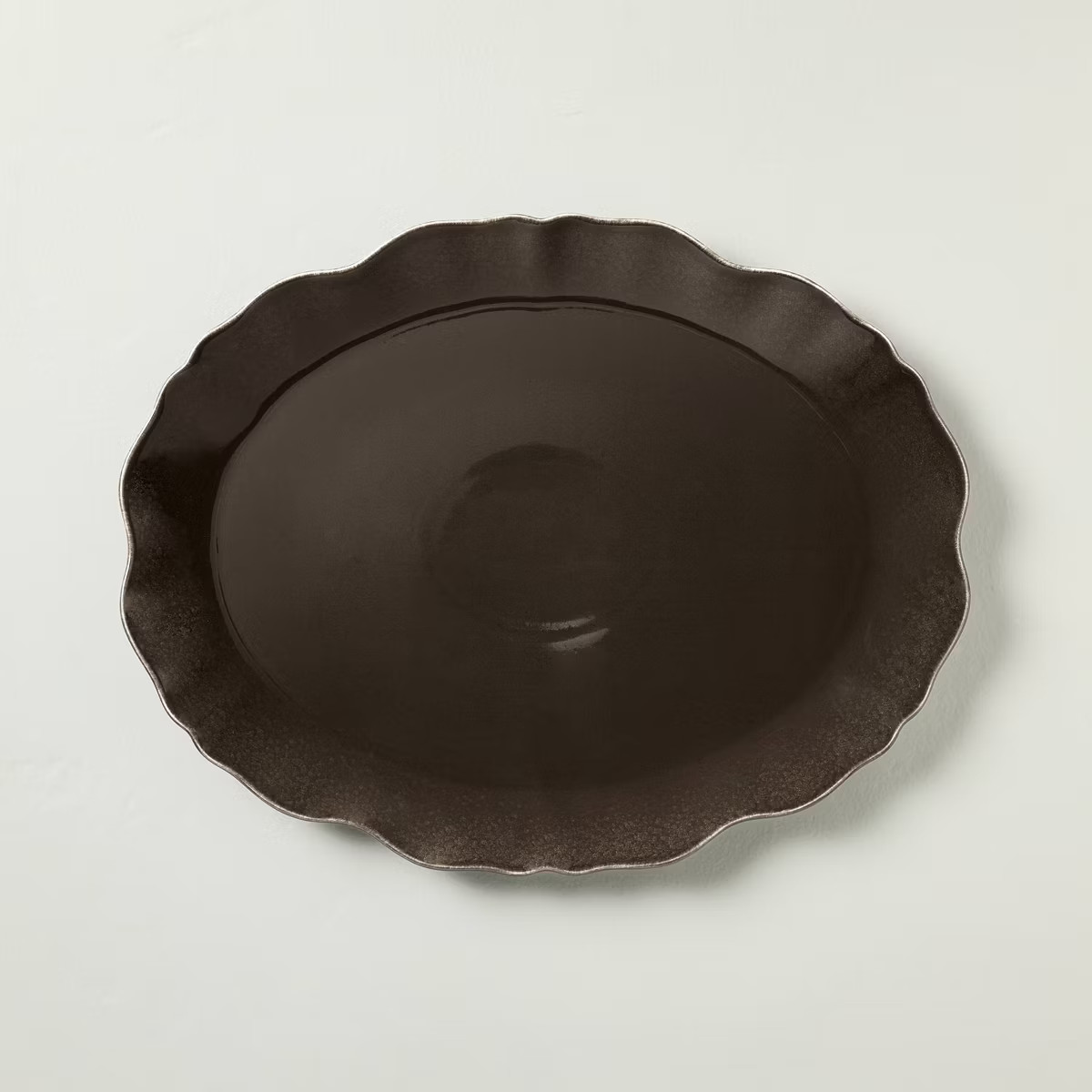 Ceramic Wavy Edge Serving Platter Brown - Hearth & Hand™ with Magnolia | Target