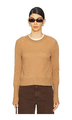 Guest In Residence Shrunken Crew Cashmere Sweater in Almond from Revolve.com | Revolve Clothing (Global)