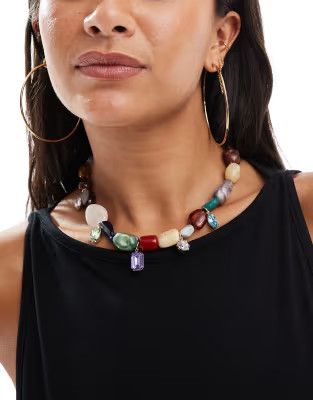 ASOS DESIGN beaded necklace with large faux stones | ASOS | ASOS (Global)