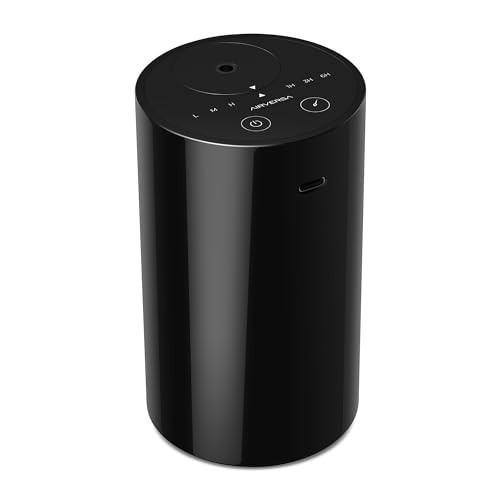 Airversa Waterless Diffuser for Essential Oil, Battery Operated Nebulizer, 0.7 Fl.Oz./ 20mL Capacity, Mini Scent Air Machine, 3 Countdown Timers & 3 Mist Levels for Home Room Car Office - AN8 Black | Amazon (US)