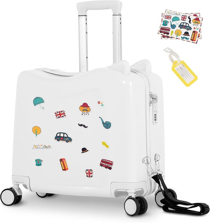20" Ride-On Travel Suitcase for Kids, Cute Ear Toddler Carry on Luggage with Spinner Wheels, Chil... | Amazon (US)