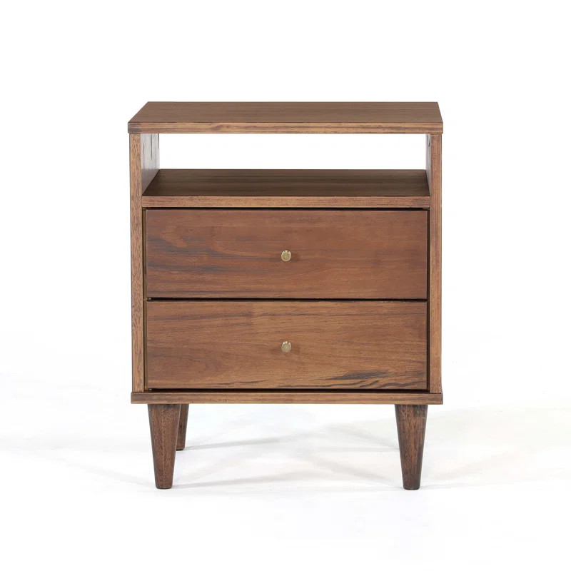 24'' Tall 2 - Drawer Solid Wood Nightstand in Brown | Wayfair North America