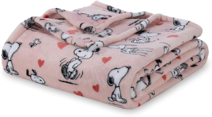 Berkshire Blanket Peanuts® VelvetLoft® Cute Character Snoopy Plush Blanket,Poses and Hearts Blu... | Amazon (US)