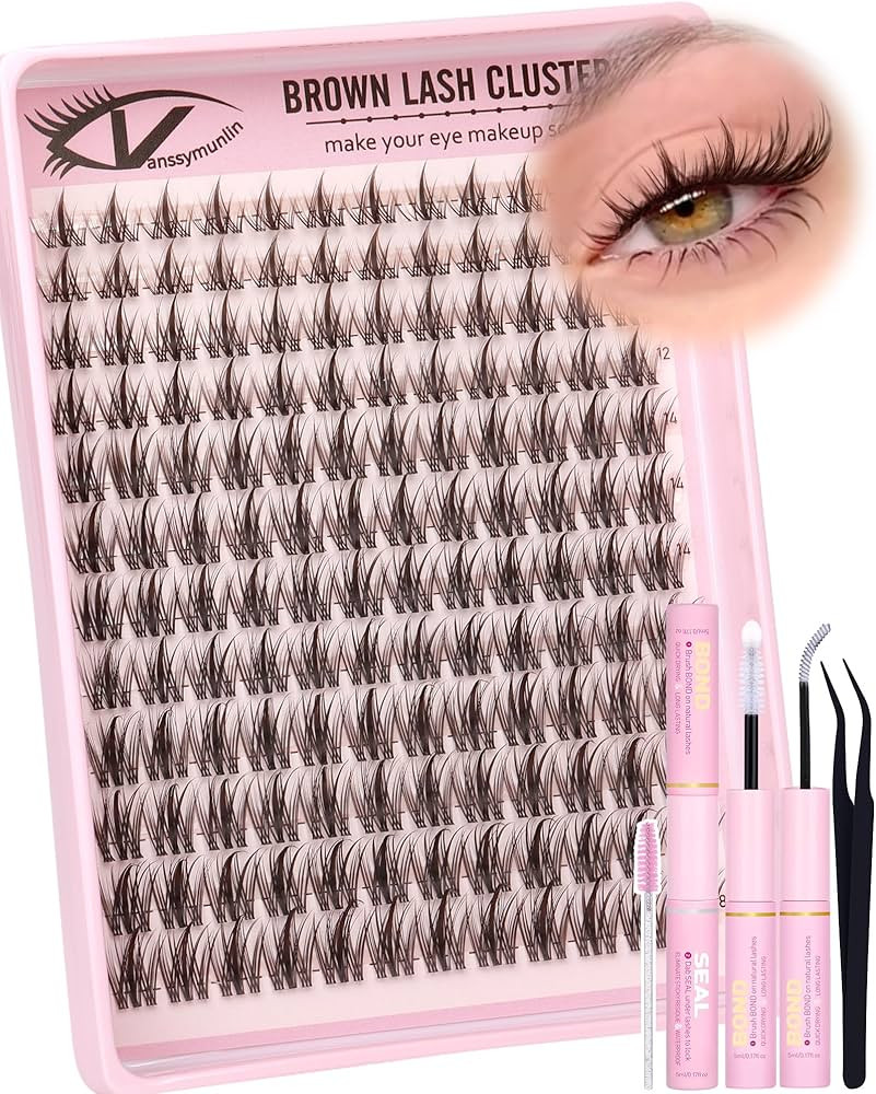 Dark Brown Manga Lash Clusters Kit Natural Wispy Eyelashes Cluster Kit Fairy Anime Cluster Eyelas... | Amazon (US)